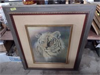 48.5" x 40" MCM Style Framed Tiger Art