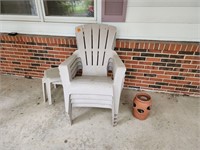 Patio furniture and hen & chick pot