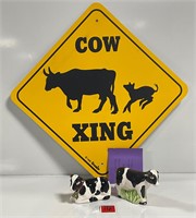 Cow Xing Signage Ceramic Cows S&P Shakers