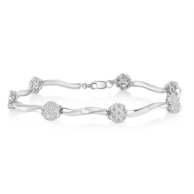 Round 1.00ct Diamond Twisted Bar Bracelet