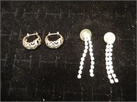 Vtg. Pierced Earrings / One Pair Sterling