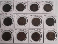 12 Great Britain Large Pennies