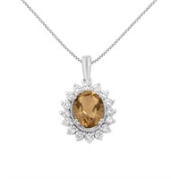 10k Gold 2.06ct Morganite & Diamond Necklace
