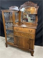 Oak Leaded Glass China Cabinet with
