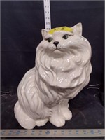 White Ceramic Long Haired Cat Figurine