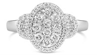 10k Wgold 1.00ct Diamond Oval Cluster Ring