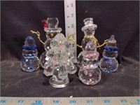 Lot of Art Glass Christmas Snowman Figurines Decor