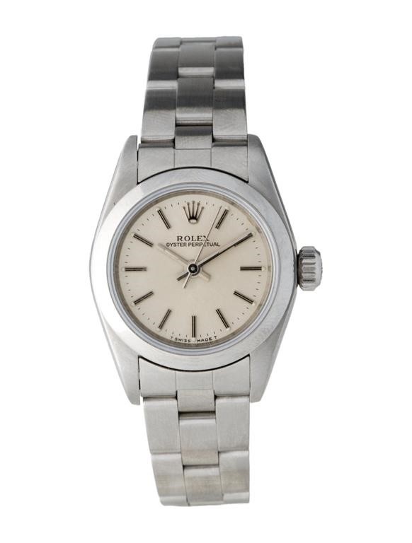 Rolex Oyster Perpetual Silver Dial 26mm Ss Watch