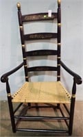 STENCILED WOVEN SEAT CHAIR 44"