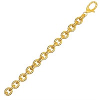 14k Gold Textured Oval Link Bracelet