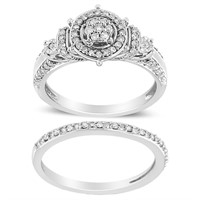 Intricate .30ct Diamond Halo Bridal Ring Set