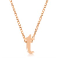 Rose Goldtone Initial Small Letter T Necklace