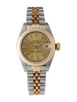 18k Gold Rolex Datejust Champagne Dial Watch