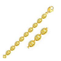 14k Gold Puffed Mariner Link Chain