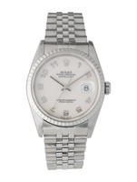 Rolex Datejust Silver Dial Ss Watch 36mm