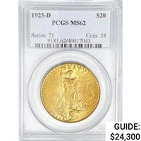 1925-D $20 Gold Double Eagle PCGS MS62