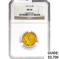 1911-S $5 Gold Half Eagle NGC MS60