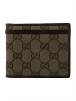 Gucci Gg Canvas Brown Leather Bifold Wallet