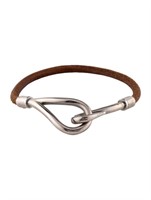 Hermes Jumbo Hook Brown Leather Bracelet