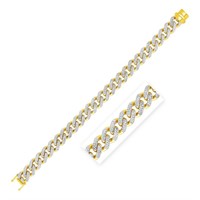 14k Two-tone Gold Chain With White Pave Bracelet