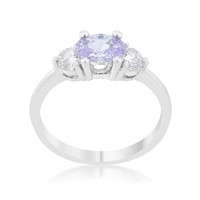 Oval 1.20ct Amethyst & White Sapphire 3-stone Ring