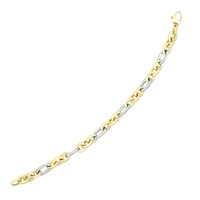 14k 2tone Gold Long & Short  Oval Link Bracelet