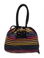 Sonia Rykiel Black Nylon Striped Top Handle Bag