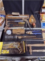 Box Lot of Various Tools/Trowel, Pilers, Hammers