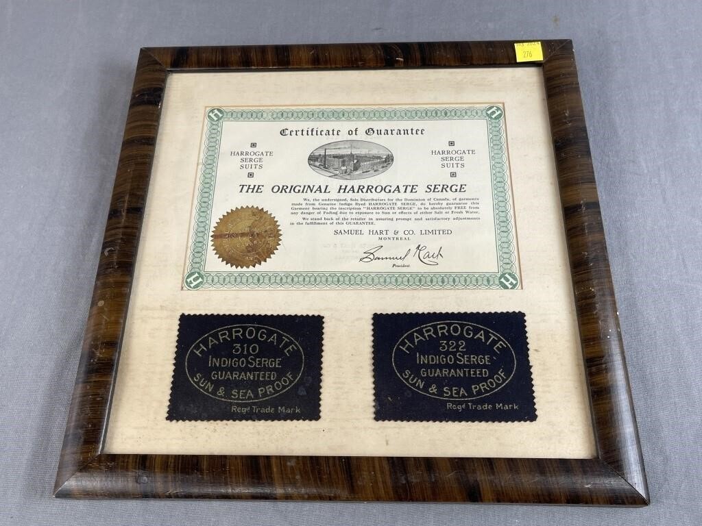 Harrogate Serge Certificate