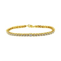 10k Gold-pl 1.00 Diamond Pear Shaped Link Bracelet