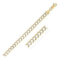 14k Two Tone Gold Pave Curb Chain
