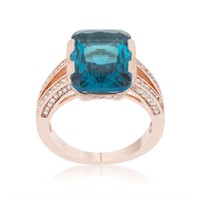 Gold-pl. 8.60ct Blue Zircon Cocktail Ring