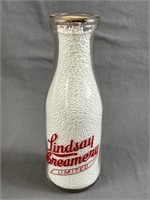Lindsay Creamery Silk Screened Pint Milk Bottle