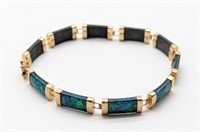 10K Gold China Green Opal Bracelet