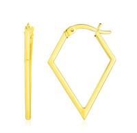 14k Gold Diamond Motif Hoop Earrings