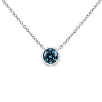 14k Gold .57ct Blue Diamond Bezel-set Necklace
