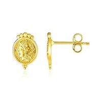 14k Gold Roman Coin Earrings