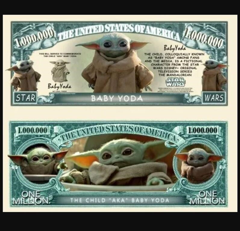 Baby Yoda Star Wars $1,000,000 Novelty Note
