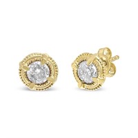 14k Gold-pl 1.50ct Diamond Milgrain Earrings