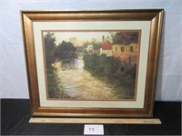 Painting of Stream & Village w/ frame