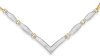 14k Two-tone Gold 3.00ct Diamond V-shaped Necklace