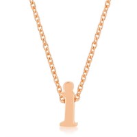 Rose Goldtone Initial Small Letter I Necklace