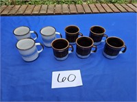 Brown & Blue Coffee Mugs (8)