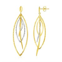 14k Two-tone Gold Marquise Motif Earrings