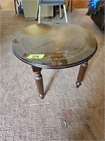 24" Round table antique with inlay
