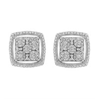 Elegant .38ct Diamond Double Halo Cluster Earrings