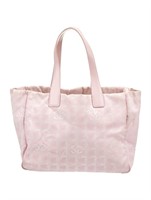 Chanel Travel Ligne Pink Canvas Tote