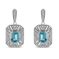 Elegant 2.50ct Blue Topaz & Diamond Earrings