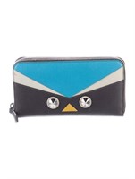 Fendi Continental Grey Leather Printed Wallet