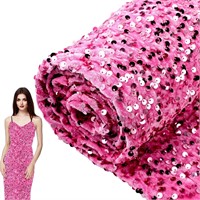 2 Pcs Pink Sequin Glitter Fabric 2 Yards